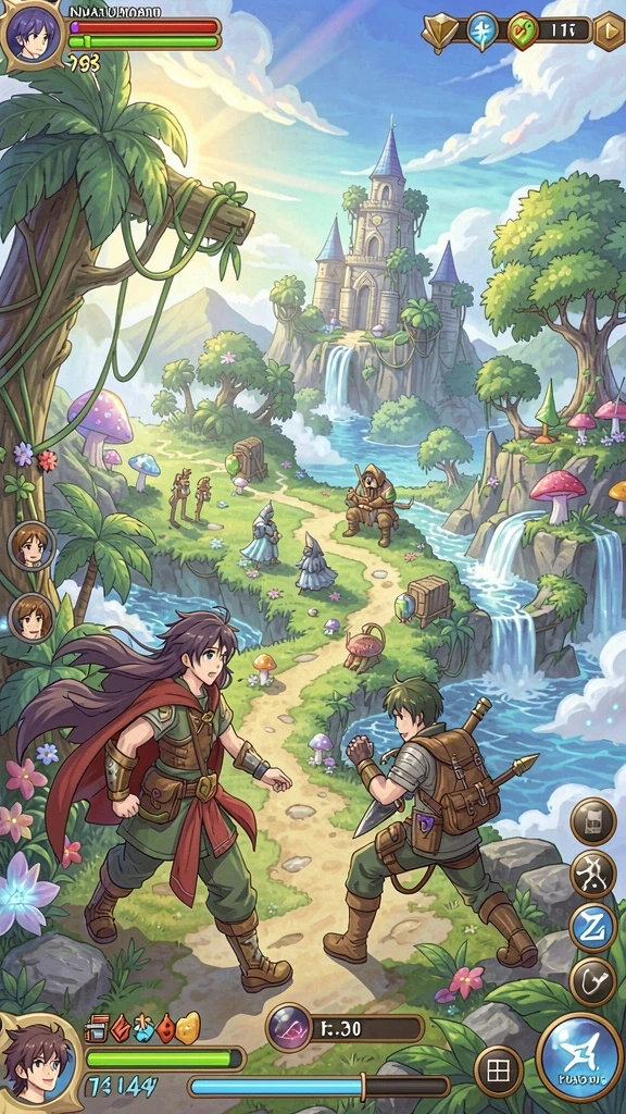 Pemandangan level yang penuh warna dan detail.