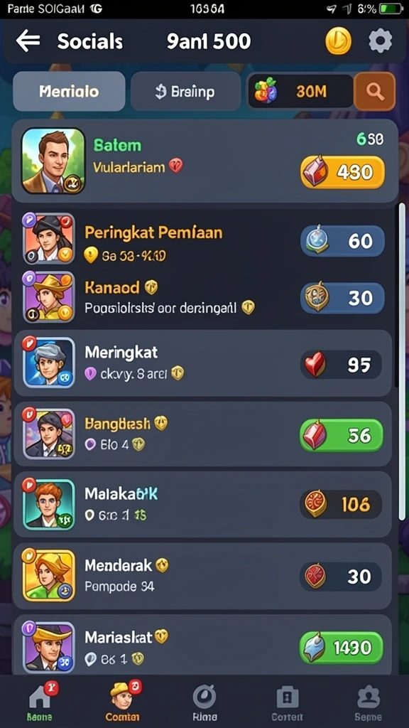 Fitur sosial untuk berinteraksi dengan pemain lain.